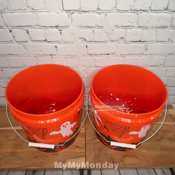 3 X Home Depot Halloween Ghost Pumpkin Bat Trick or Treat Bucket 2 Gal - Picture 4 of 4